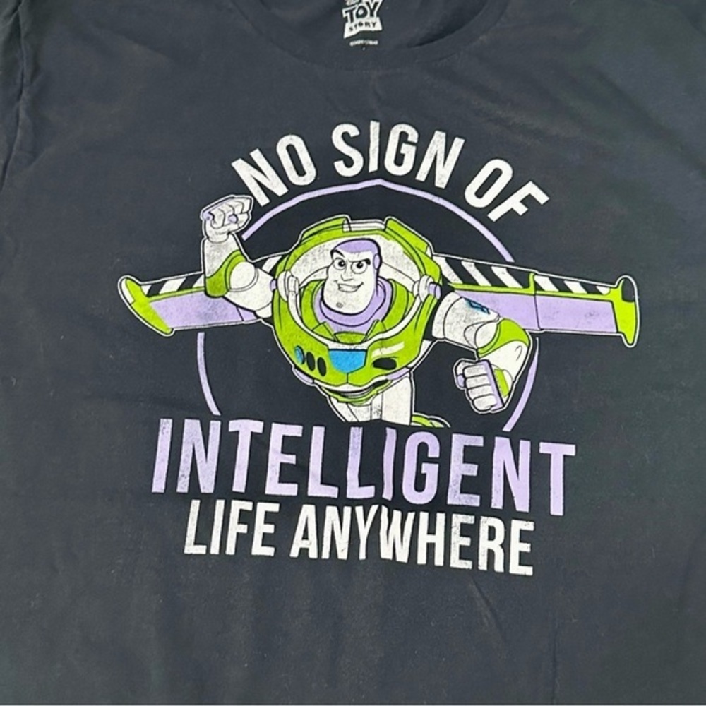 Disney Black and Purple Buzz Lightyear Tee Funny Graphic Toy Story Dad Joke